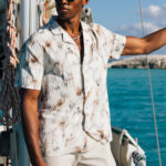 Phoenix Relaxed Fit Watercolour Crinkle Shirt in Ivory