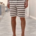 Romano Stripe Shorts in Beige and Brown