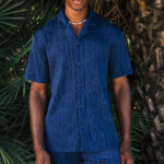 Relaxed Fit Wave Shirt in Navy