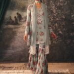 Victoria baby blue printed kurta and sharara set