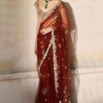 Mashaal tangerine sari set