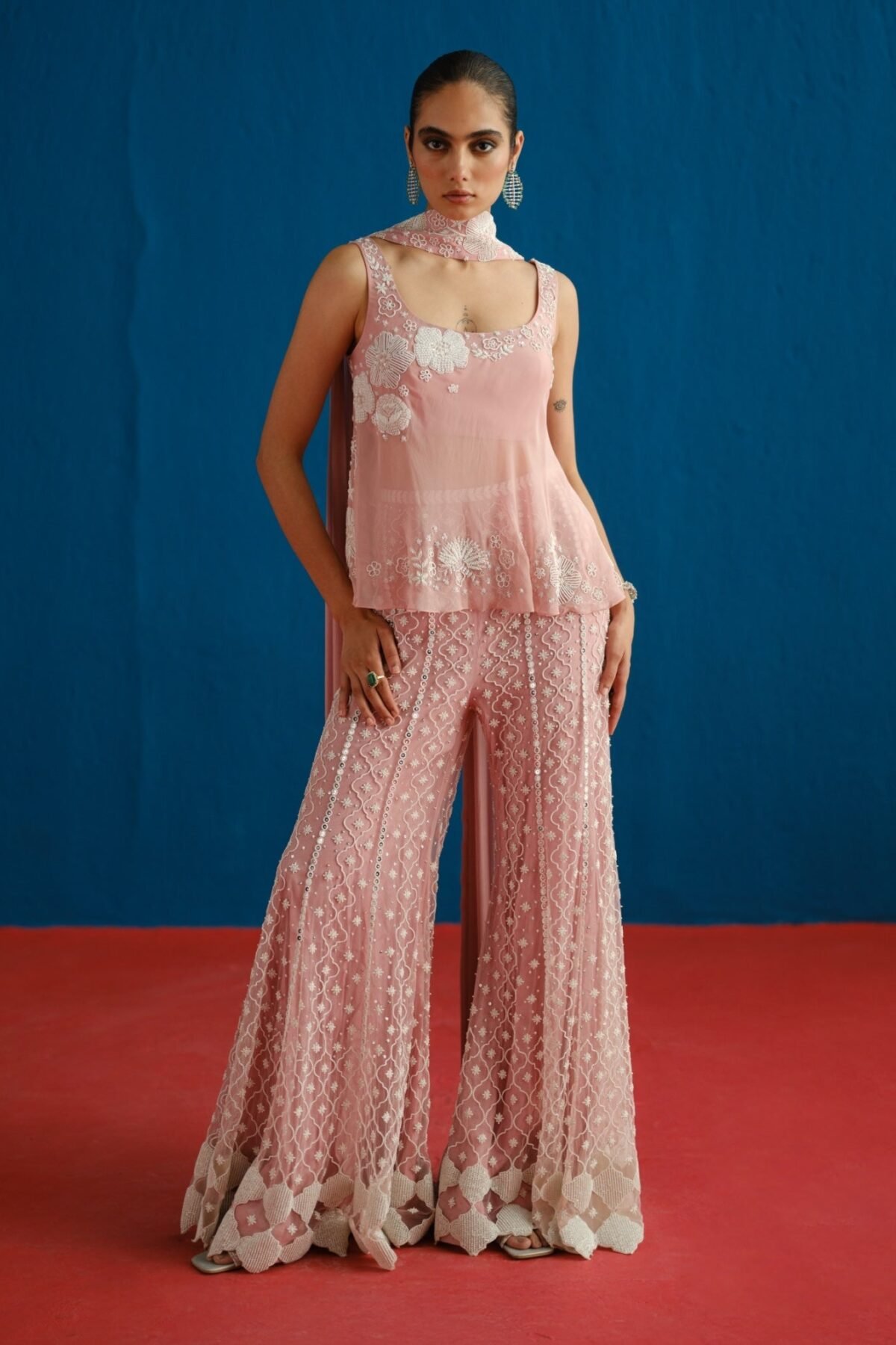 Fiona muted pink sharara set