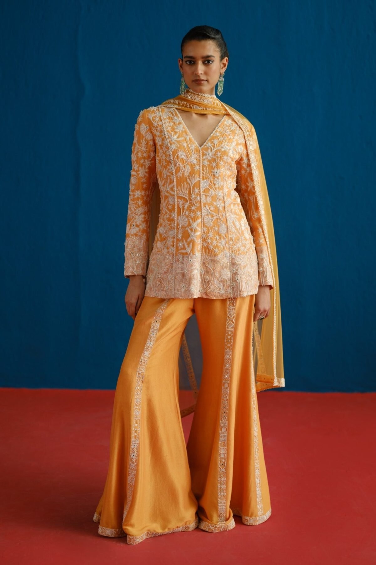 Aarika tangerine kurta set