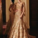 Josie gold lehenga corset and cape set