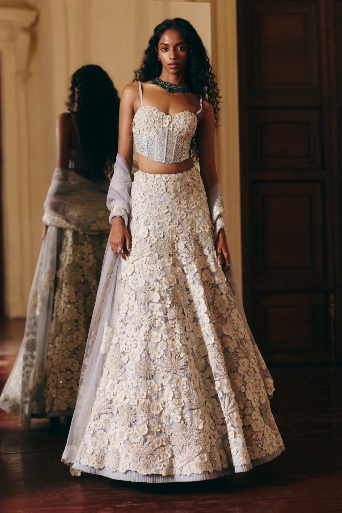 Lillian cloudy blue lehenga and corset set