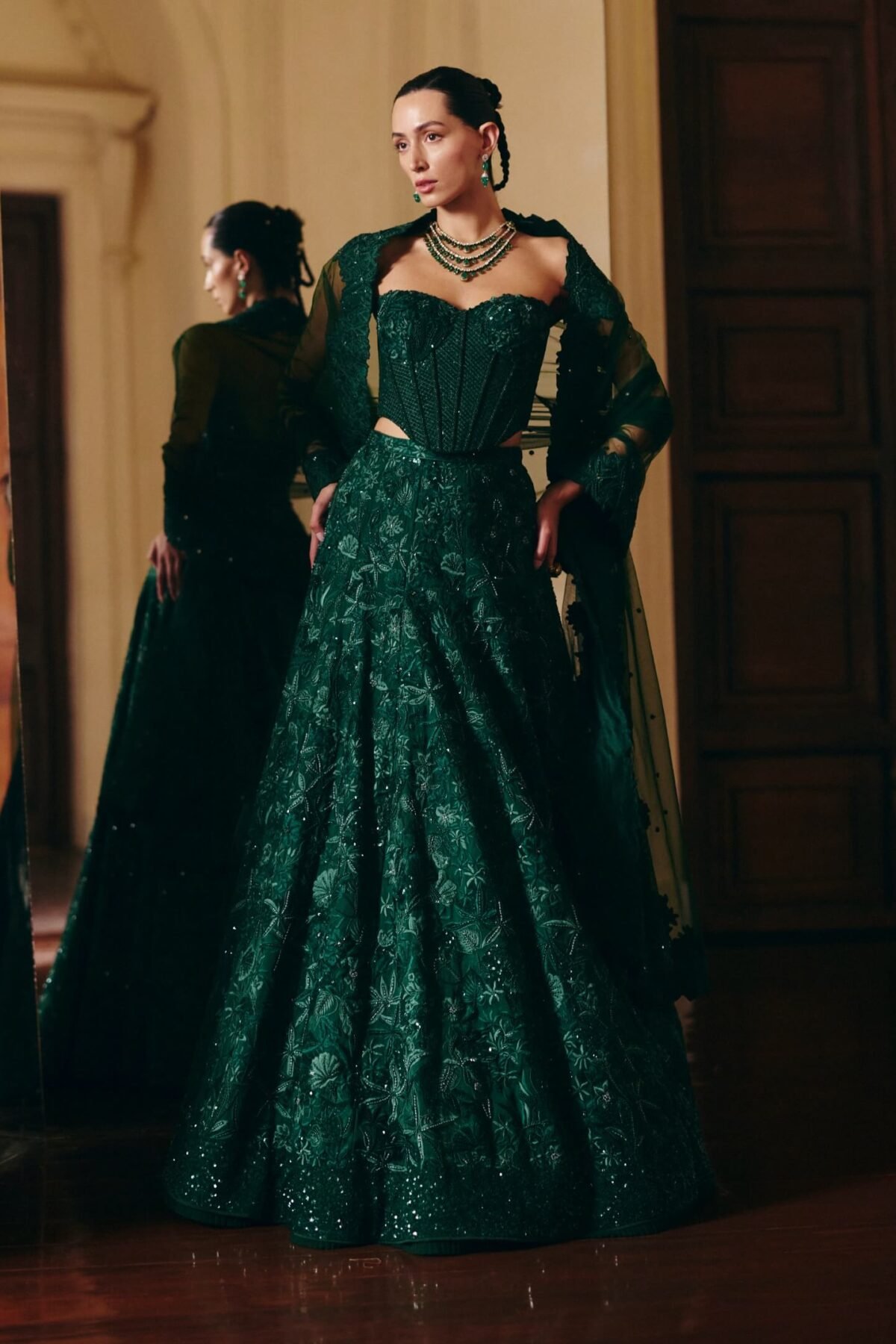 Emma green lehenga and corset set