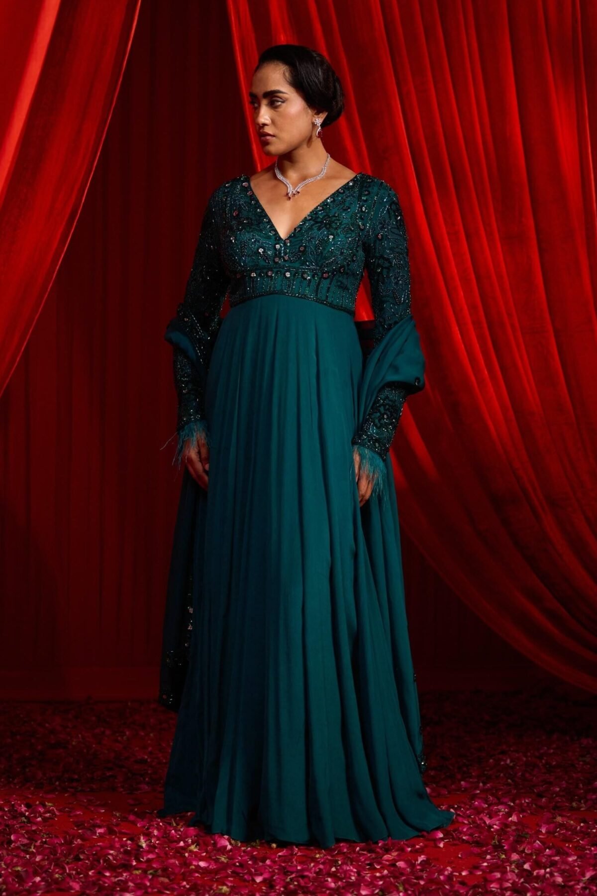 Turquoise haritah anvaya anarkali and dupatta