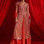 Rust narangi meeras lehenga set