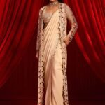 Golden sunheri anvaya sari and cape set