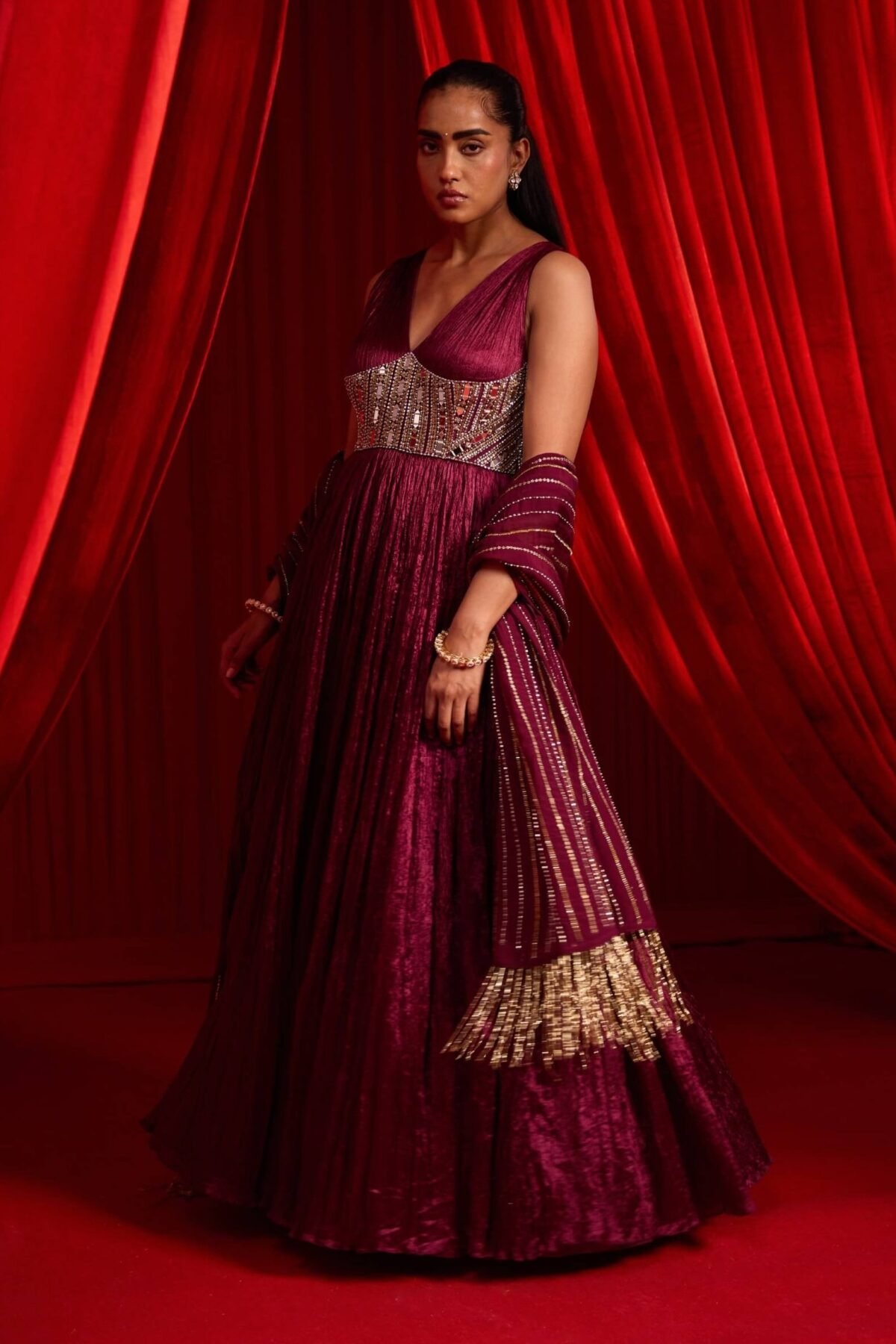 Wine dhomal anvaya anarkali and dupatta