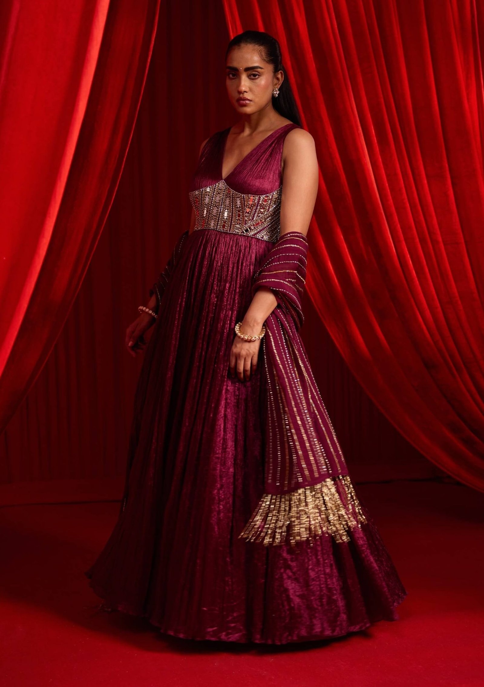 Wine dhomal anvaya anarkali and dupatta
