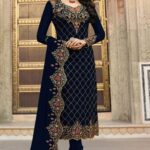 Elegant Navy Blue Bollywood Shalwar Kameez for Women
