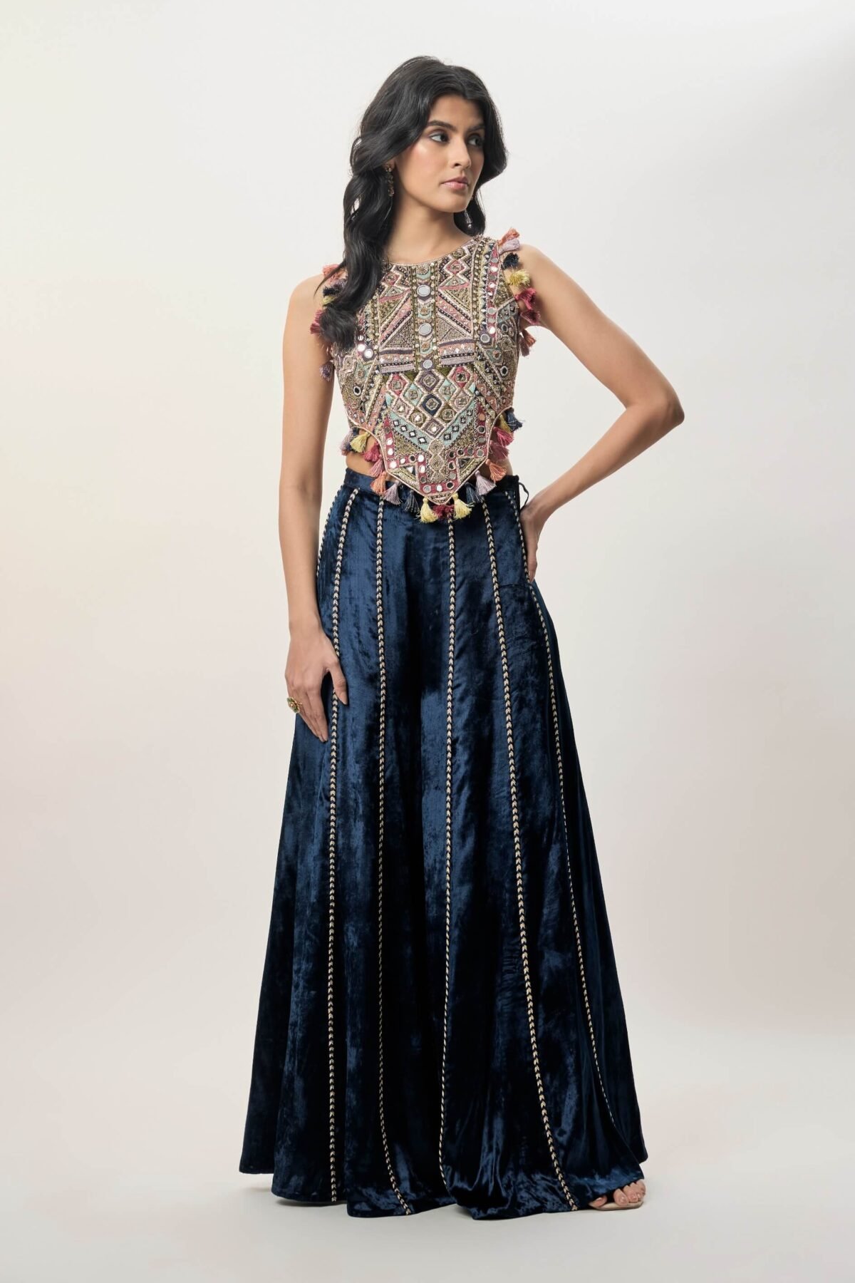 Yasmin navy blue choli and sharara
