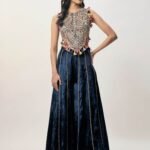 Yasmin navy blue choli and sharara