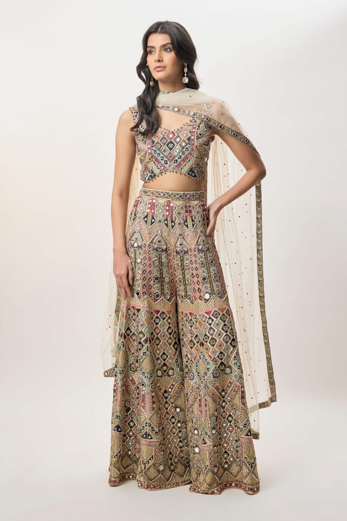 Fariha champagne sharara set