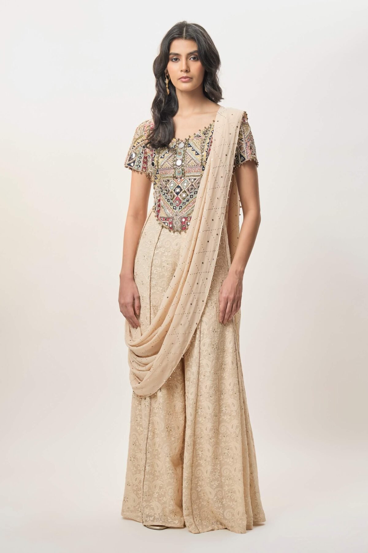 Hooria stone georgette sharara and choli