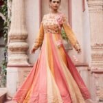 Multicolor maheshwari anarkali and dupatta