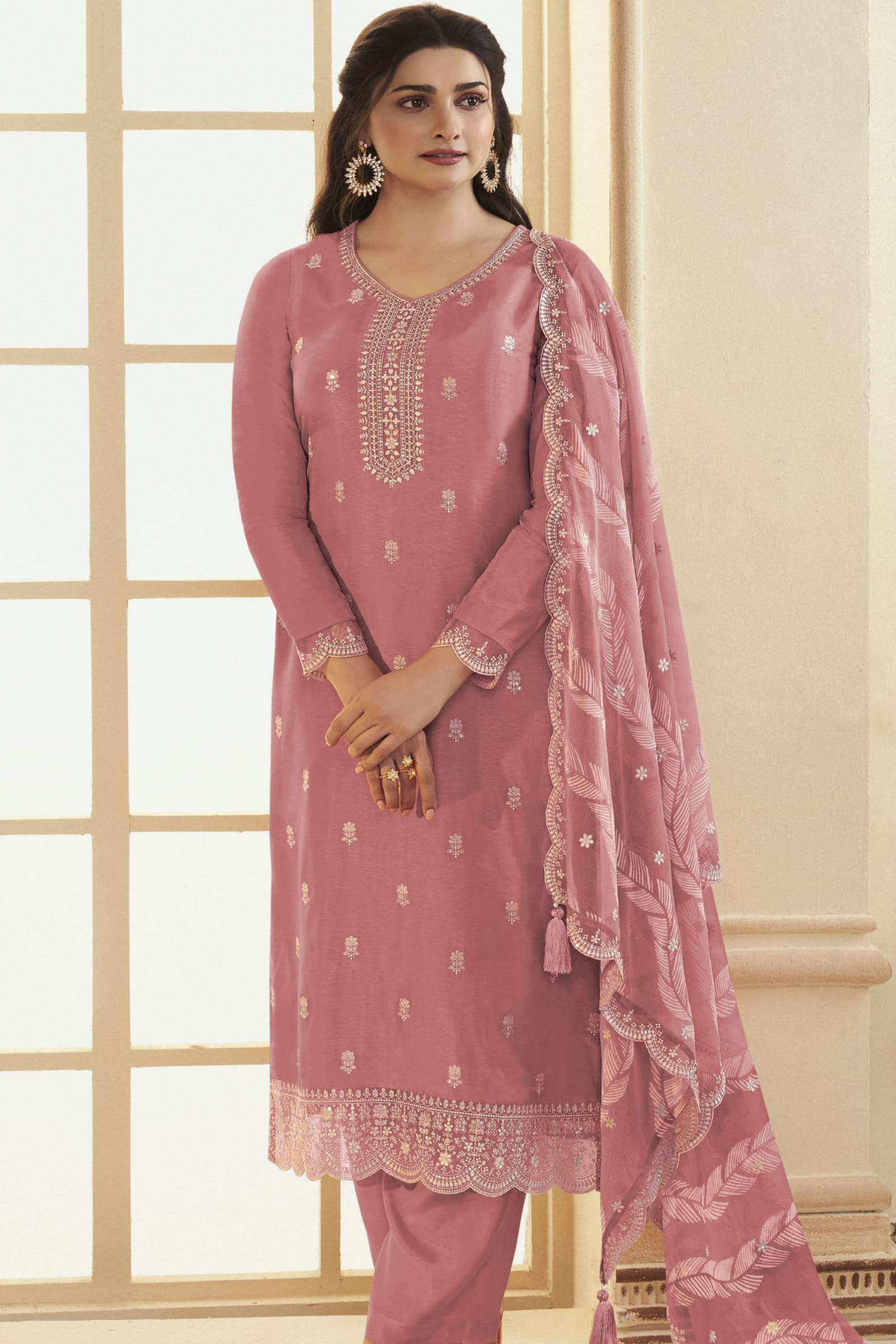 USA Edition Peach Salwar Kameez With Delicate Embroidery