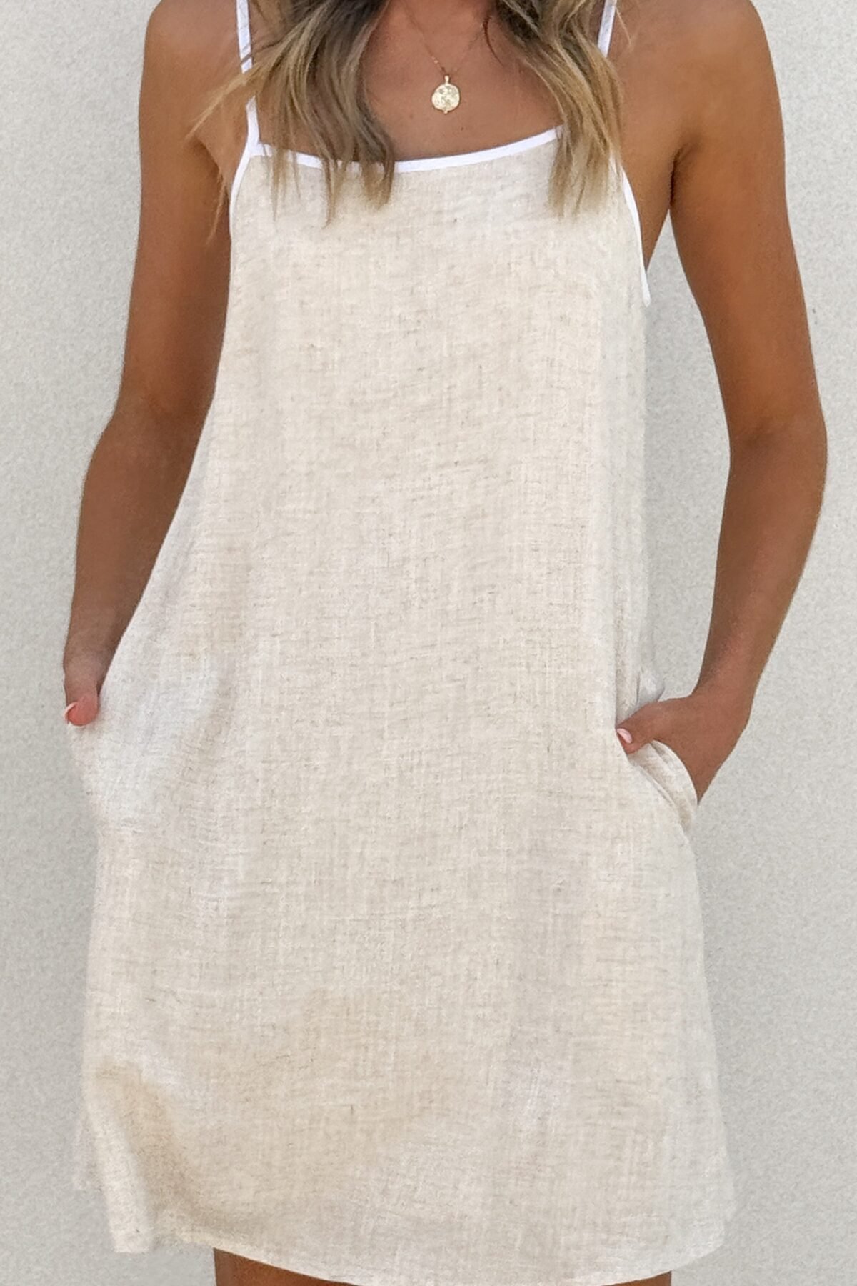 Libra Mini Dress - Natural/White