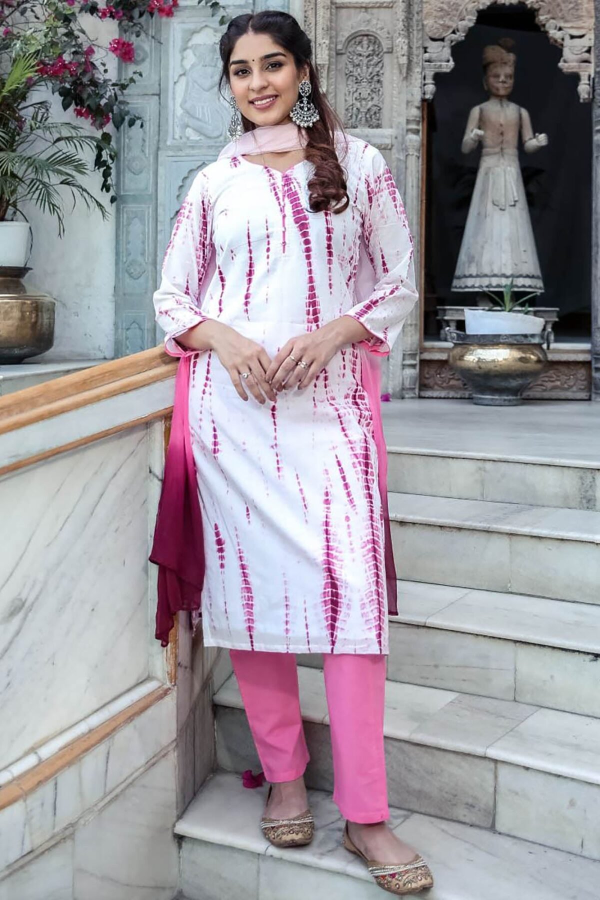 Pink Shibori Kurta Set