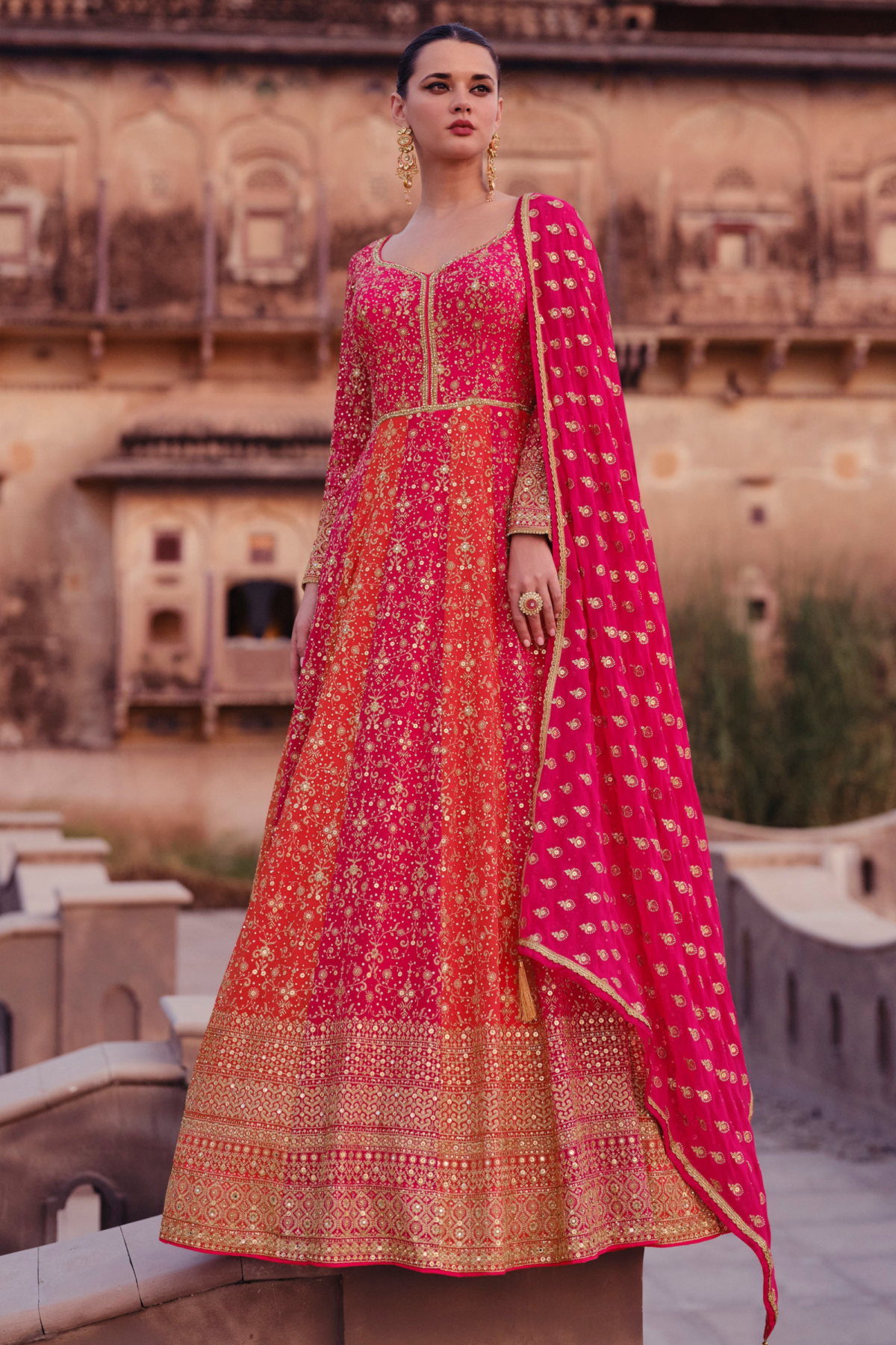 Wedding Function Party Wear Anarkali Gown Dupatta Dresses