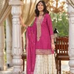 Pink Sharara Outfits With Embroidery For Wedding Events