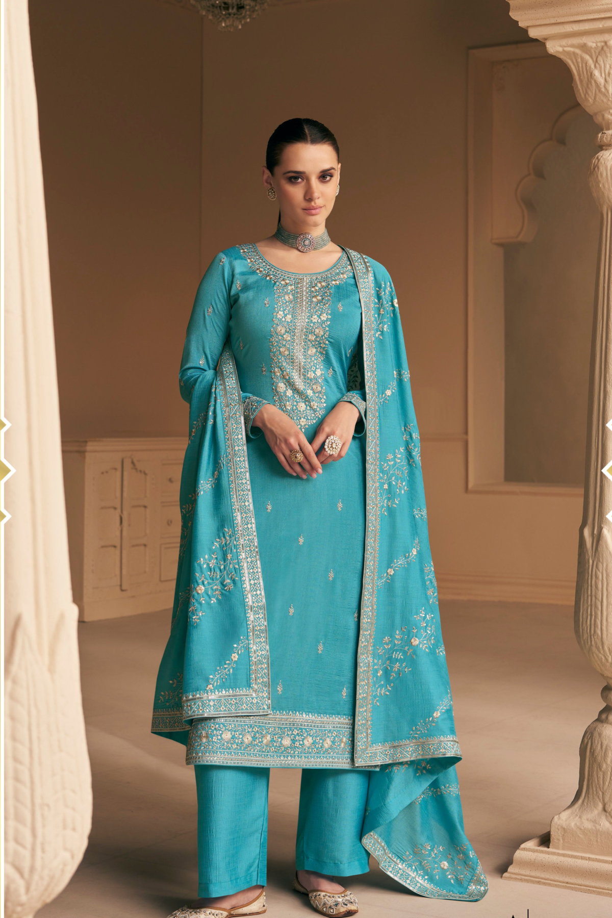 Sky Blue Salwar Kameez for Wedding  Style