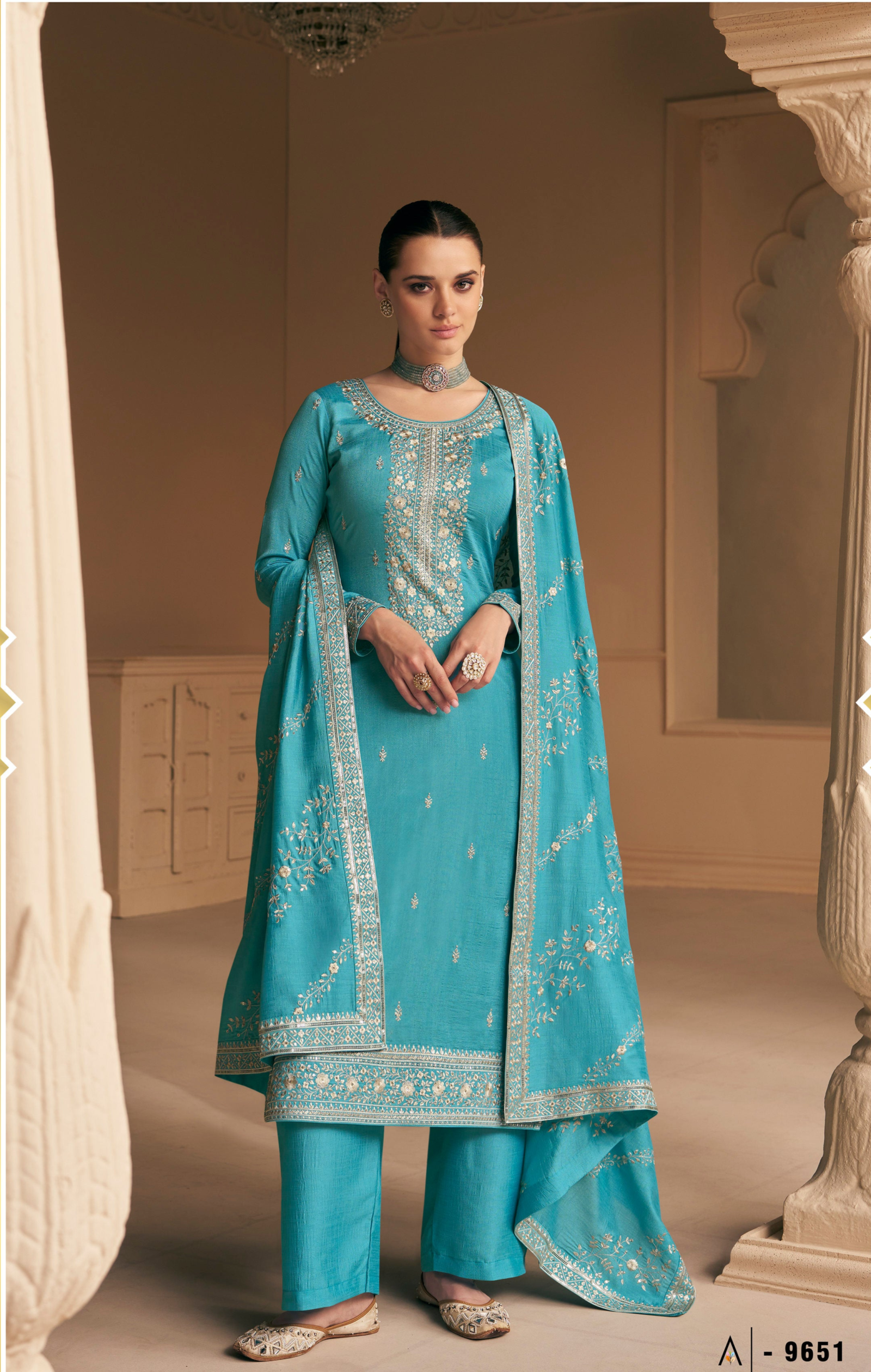 Sky Blue Salwar Kameez for Wedding Style