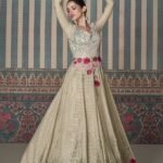 Beige Anarkali Gown Reception Party Wear Suit for Women's