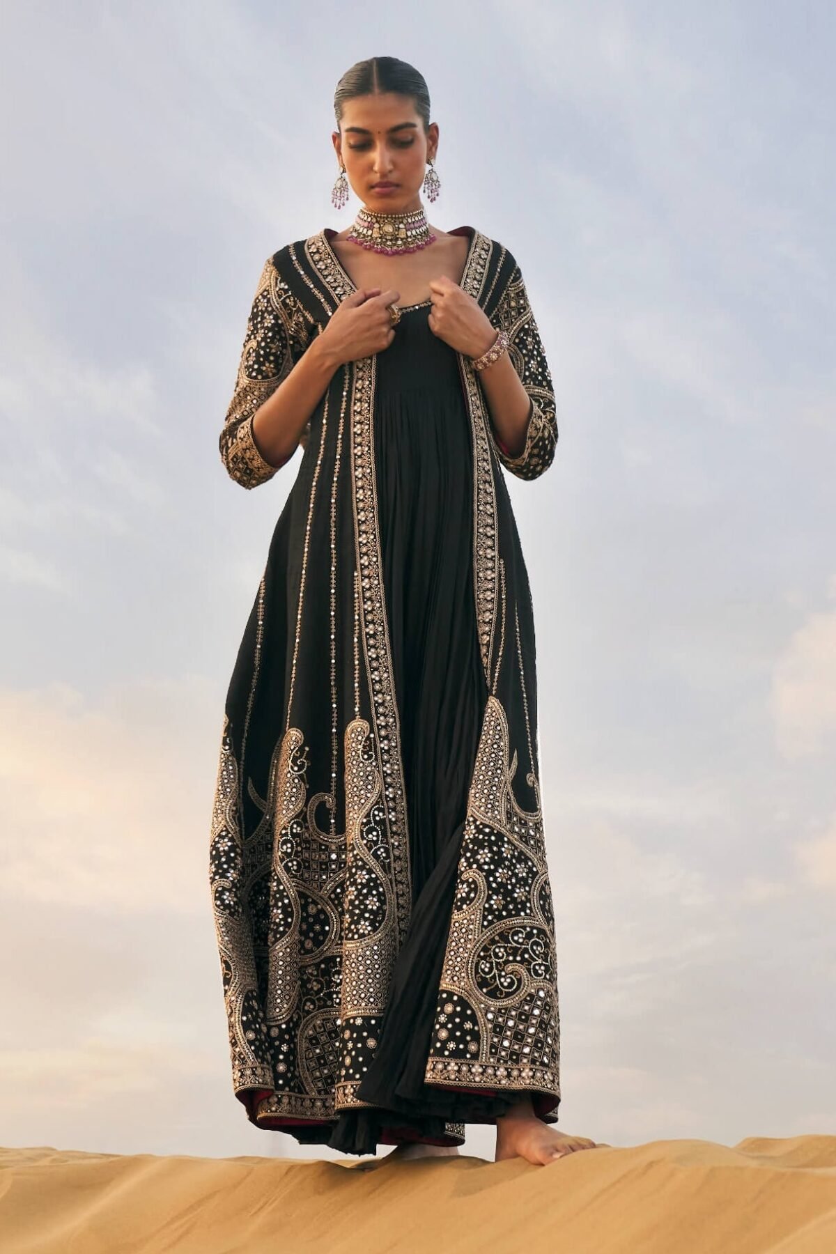 Black rani sa anarkali and jacket