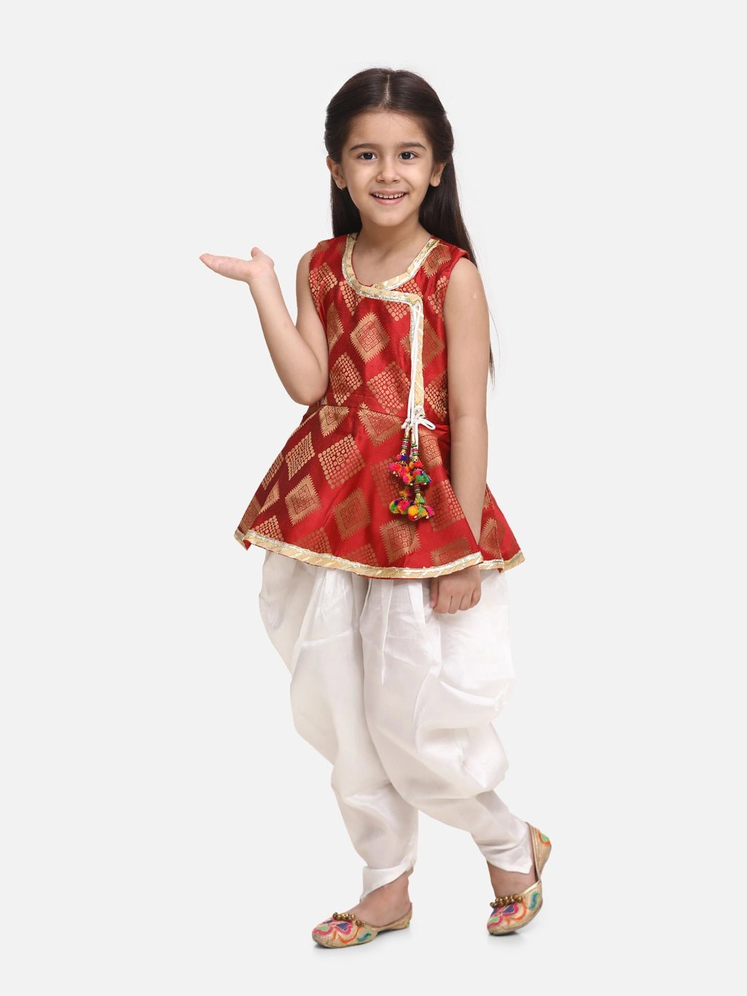 Fast Wear Angrakha Style Jacquard Peplum Dhoti