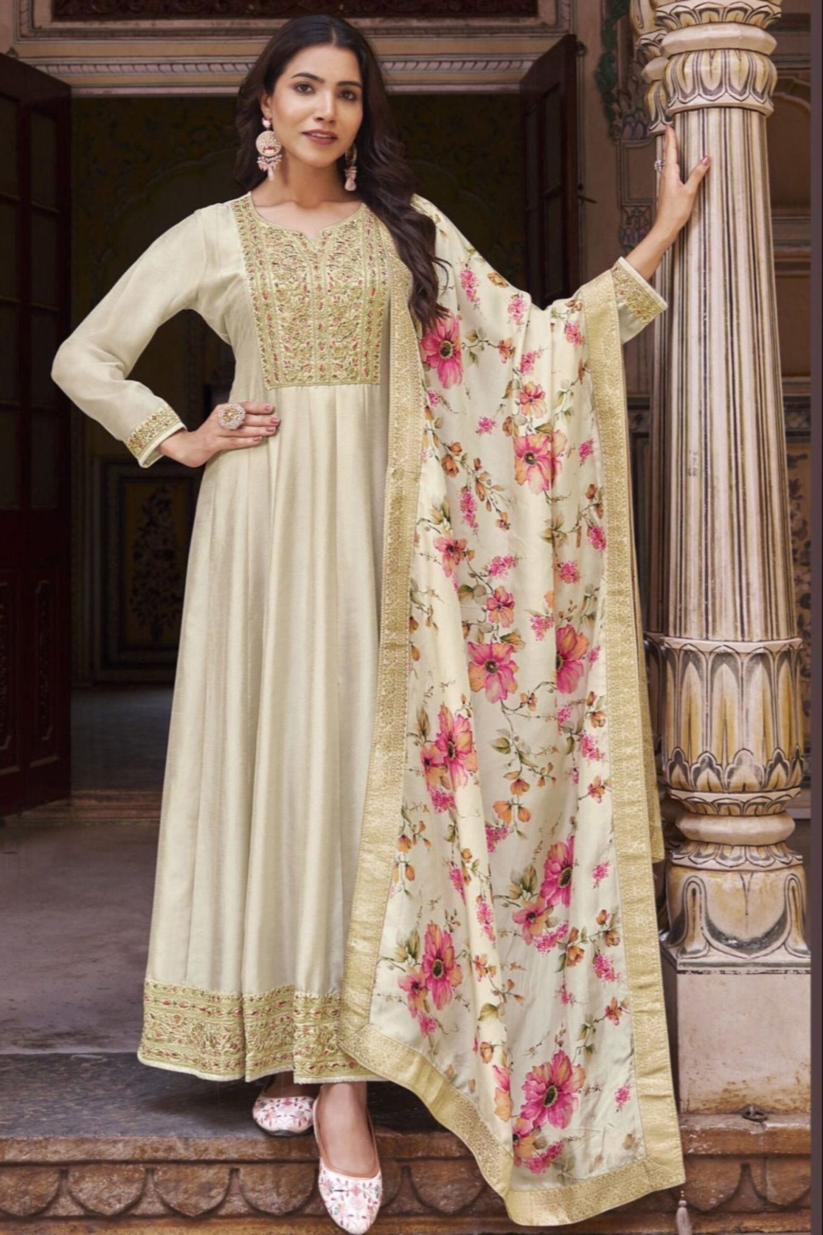 Traditional Anarkali Gown Designer Party Wear Dupatta Suit