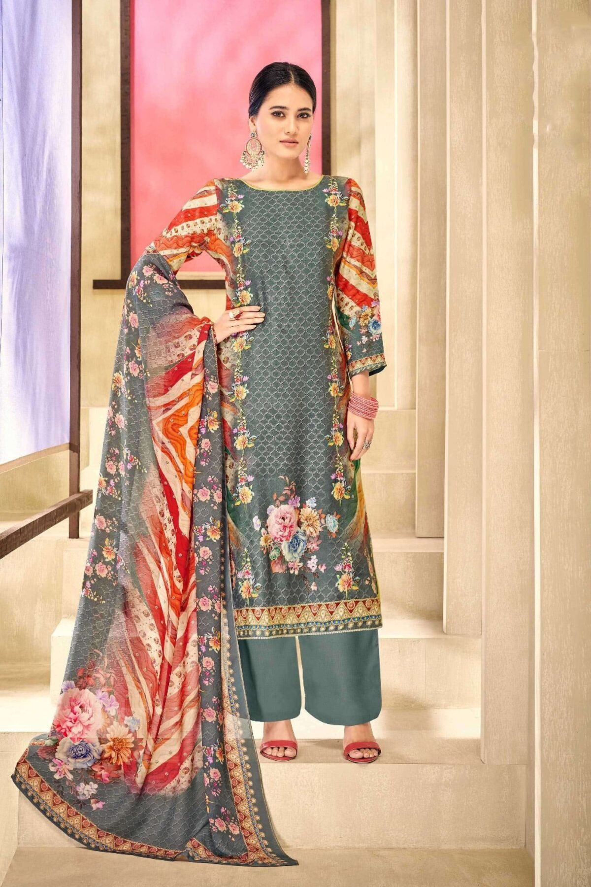 Cotton Designer Bandhani Printed Work Salwar Kameez Suit