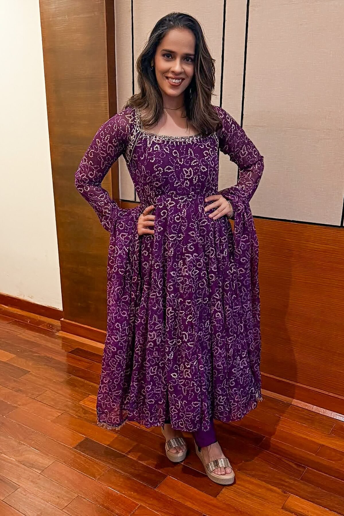 BHANDHEJ BAAGH Purple Anarkali Set
