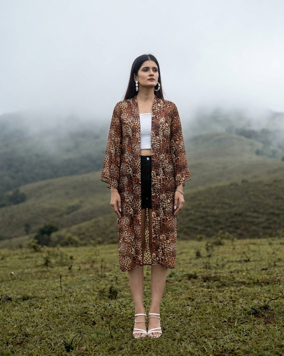 Leopard Print Kimono Shrug For Women