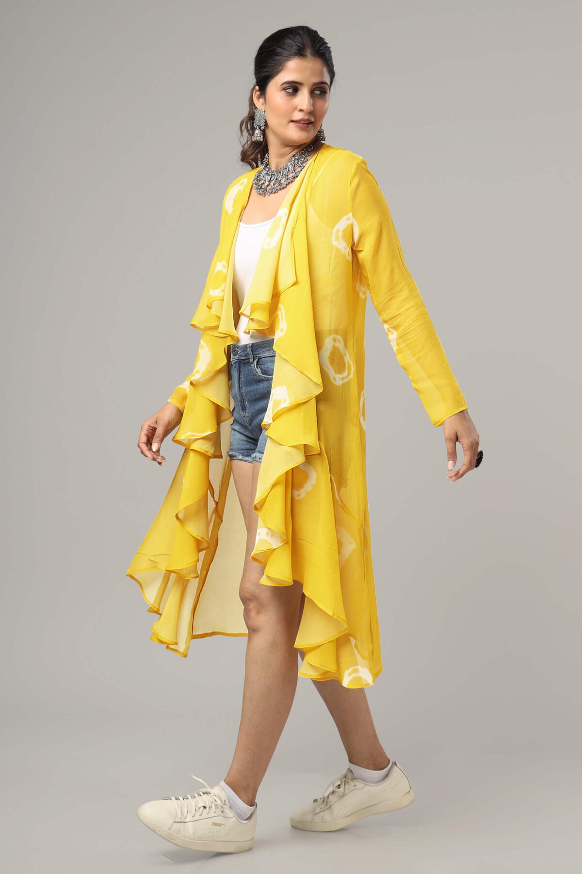 Trendy Bandhanii Waterfall Shrug For Women