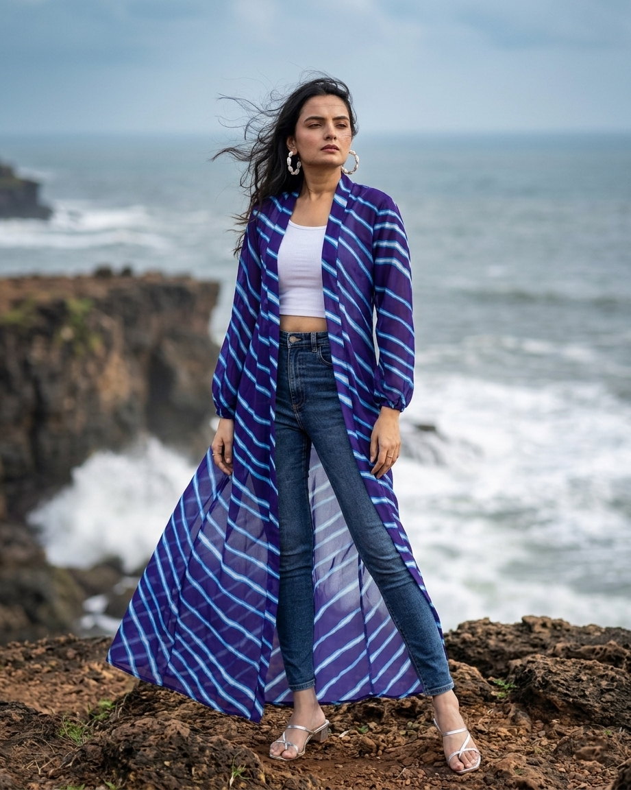 Blue Leheriya Designer Shrug For Woman