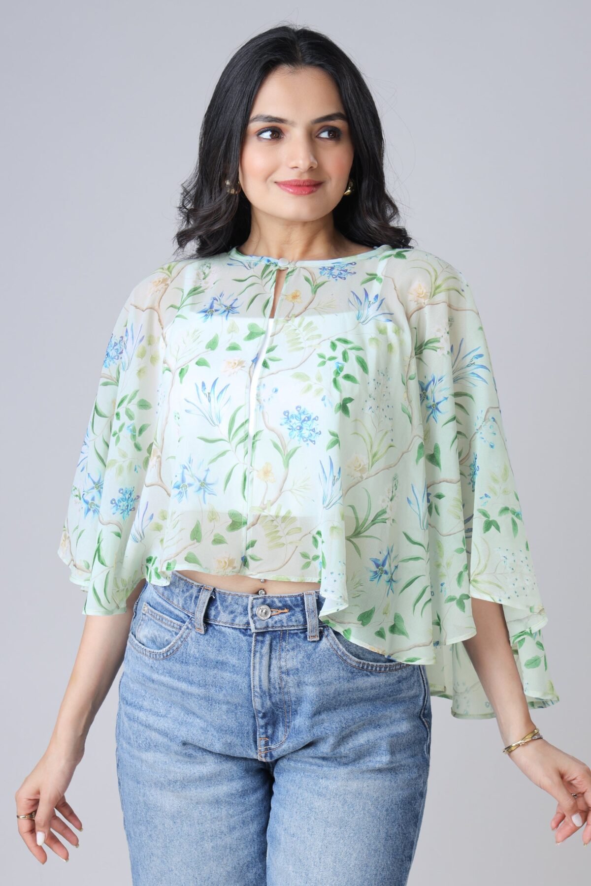 Vintage Rose Poncho Shrug for Women