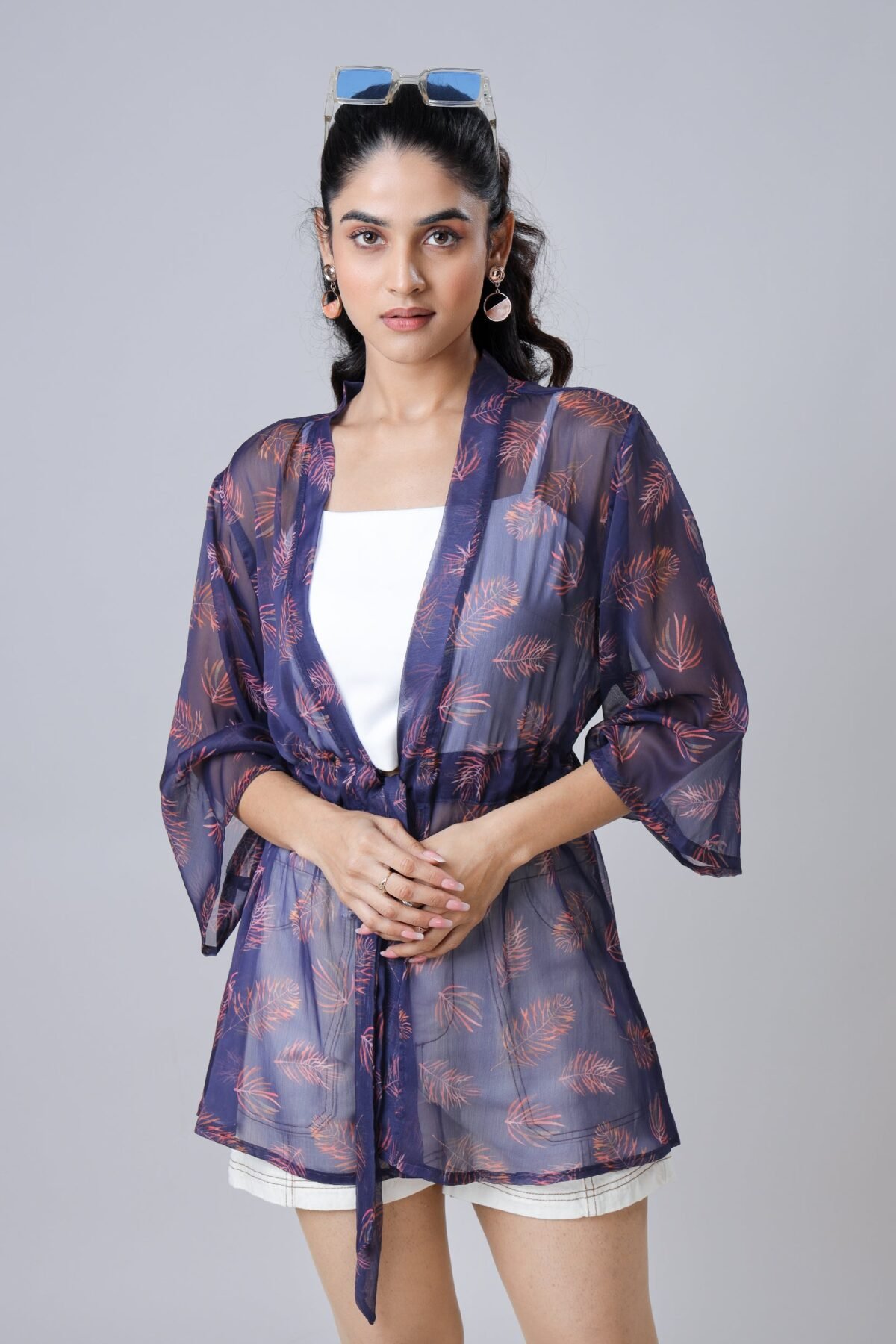 Winter Leaf Romentic Tie-Up Waist Shrug For Woman