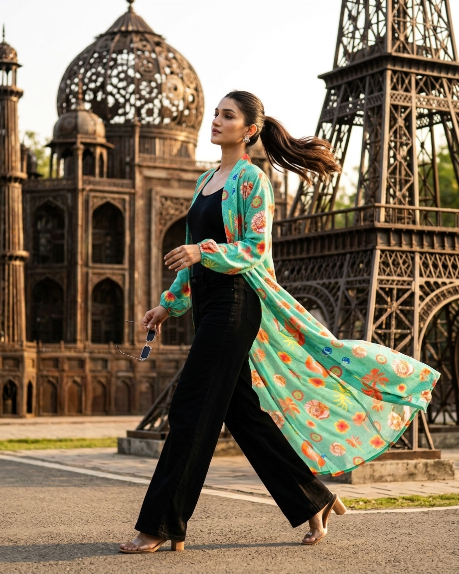 Sun-Kissed Print Shrug - Breezy Comfort Meets Drama ????