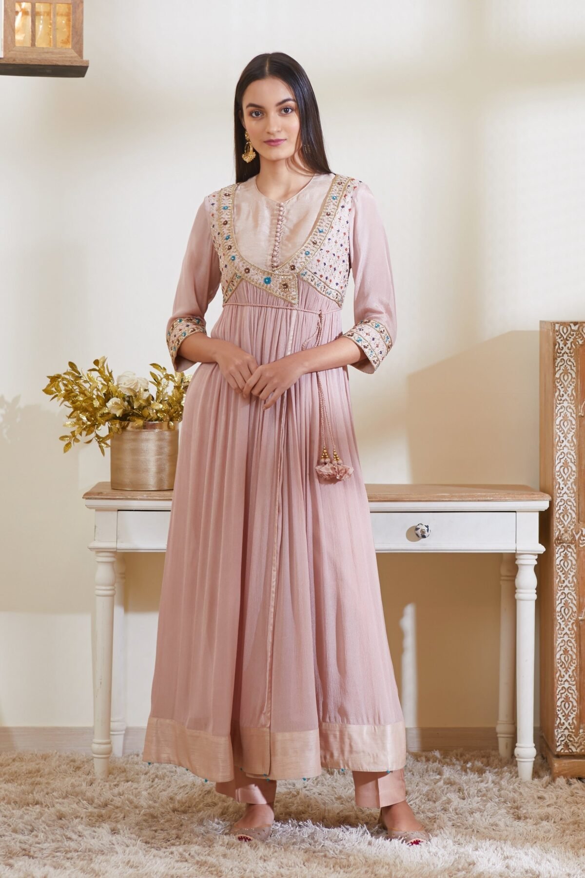 Old Rose Pink Angrakha Set