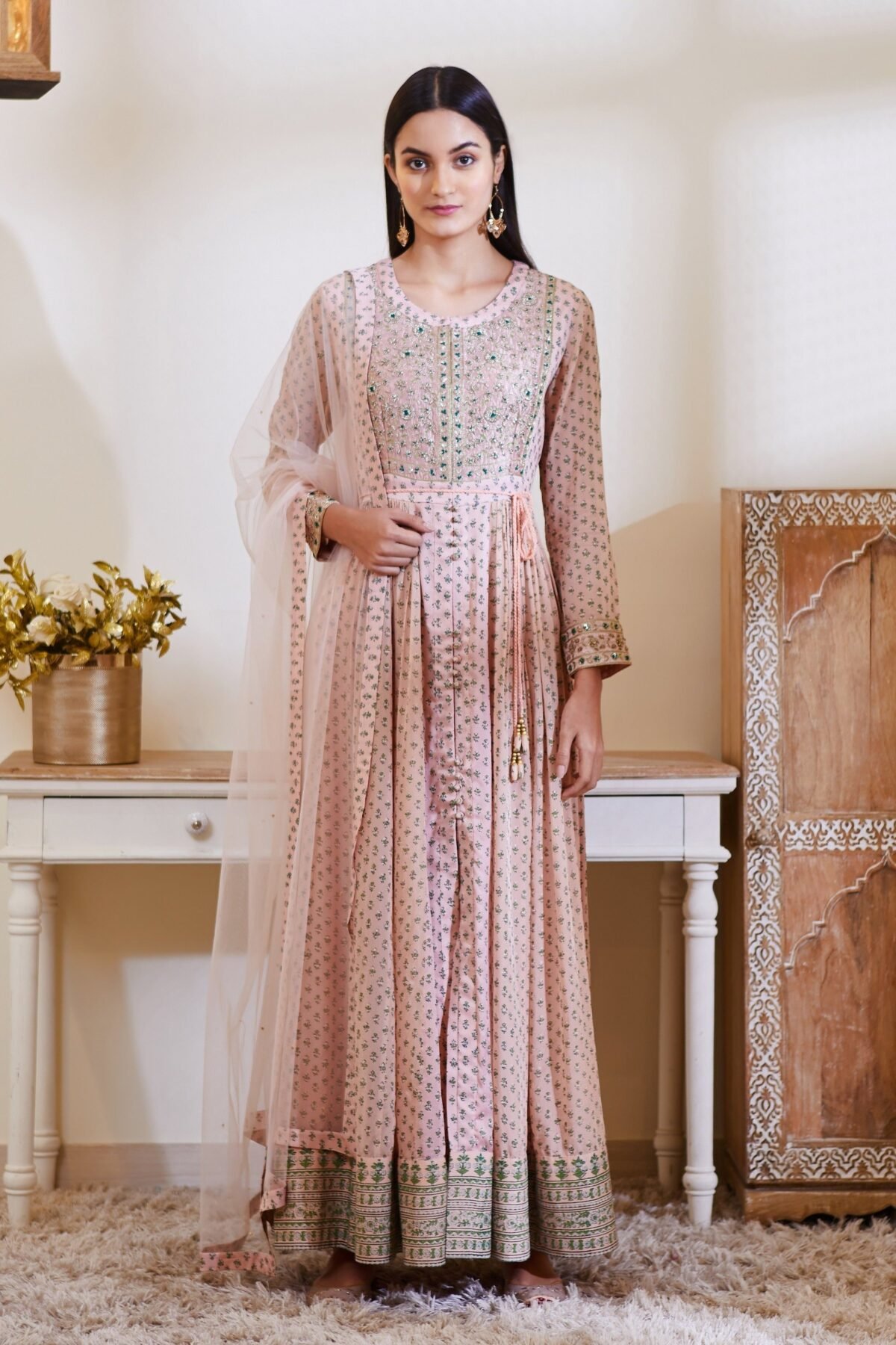 Old Rose Pink Anarkali Set