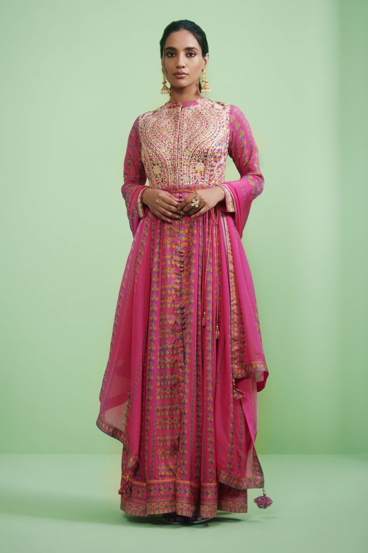 Pink Gota Embroidered Anarkali Set