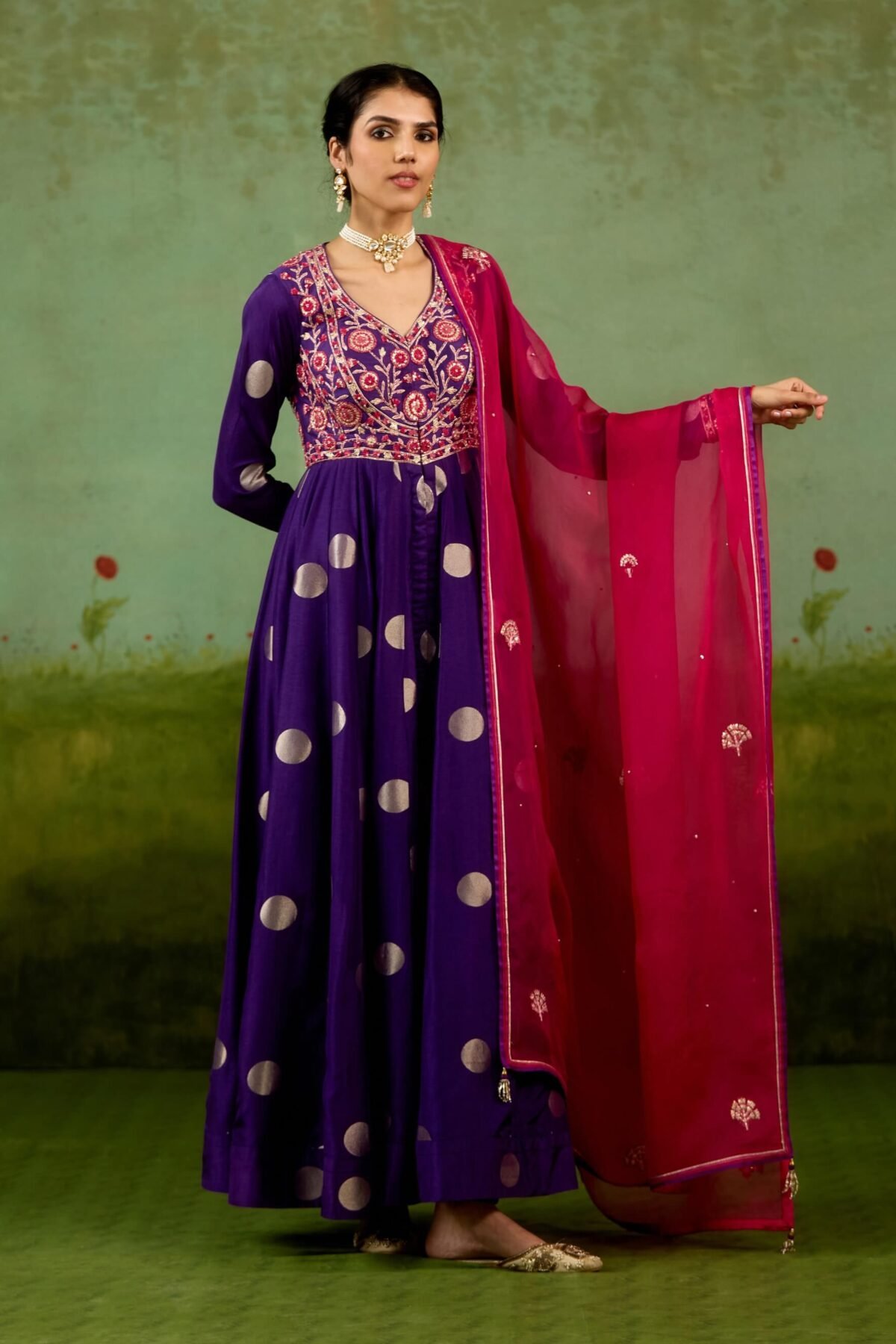 Heliotrope purple anarkali set