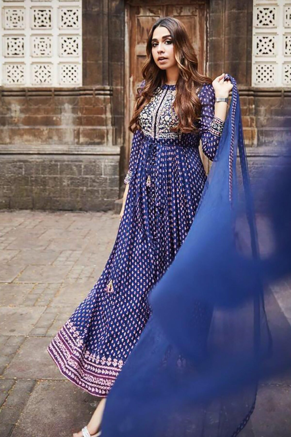 Navy Blue Anarkali Set