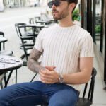 Men Structured Striped Half Sleeves Regular Fit T-Shirt