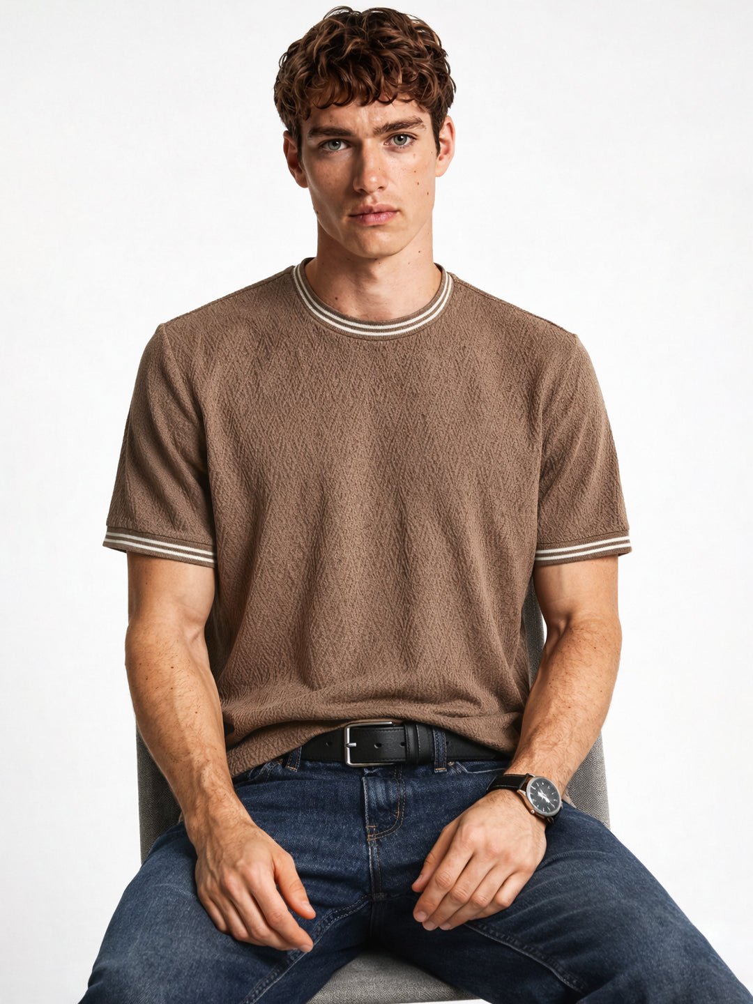 Coffee Terrain Textured T-Shirt