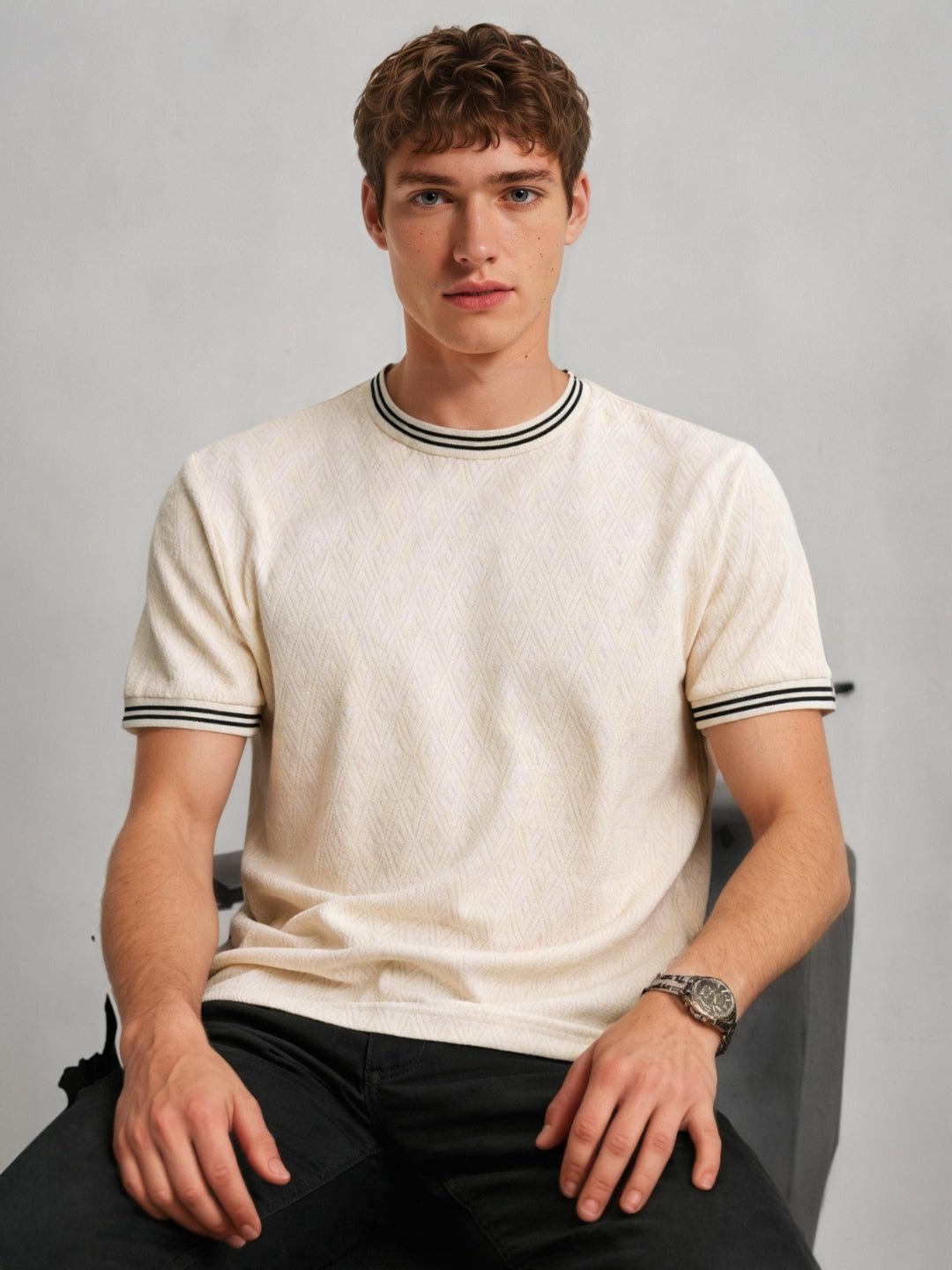 Off White Terrain Textured T-Shirt