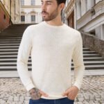 Mens Textured Round Neck Full Sleeves Regular Fit T-Shirt