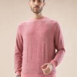 Men Geometric Textured Round Neck Full Sleeve Regular Fit T-Shirt